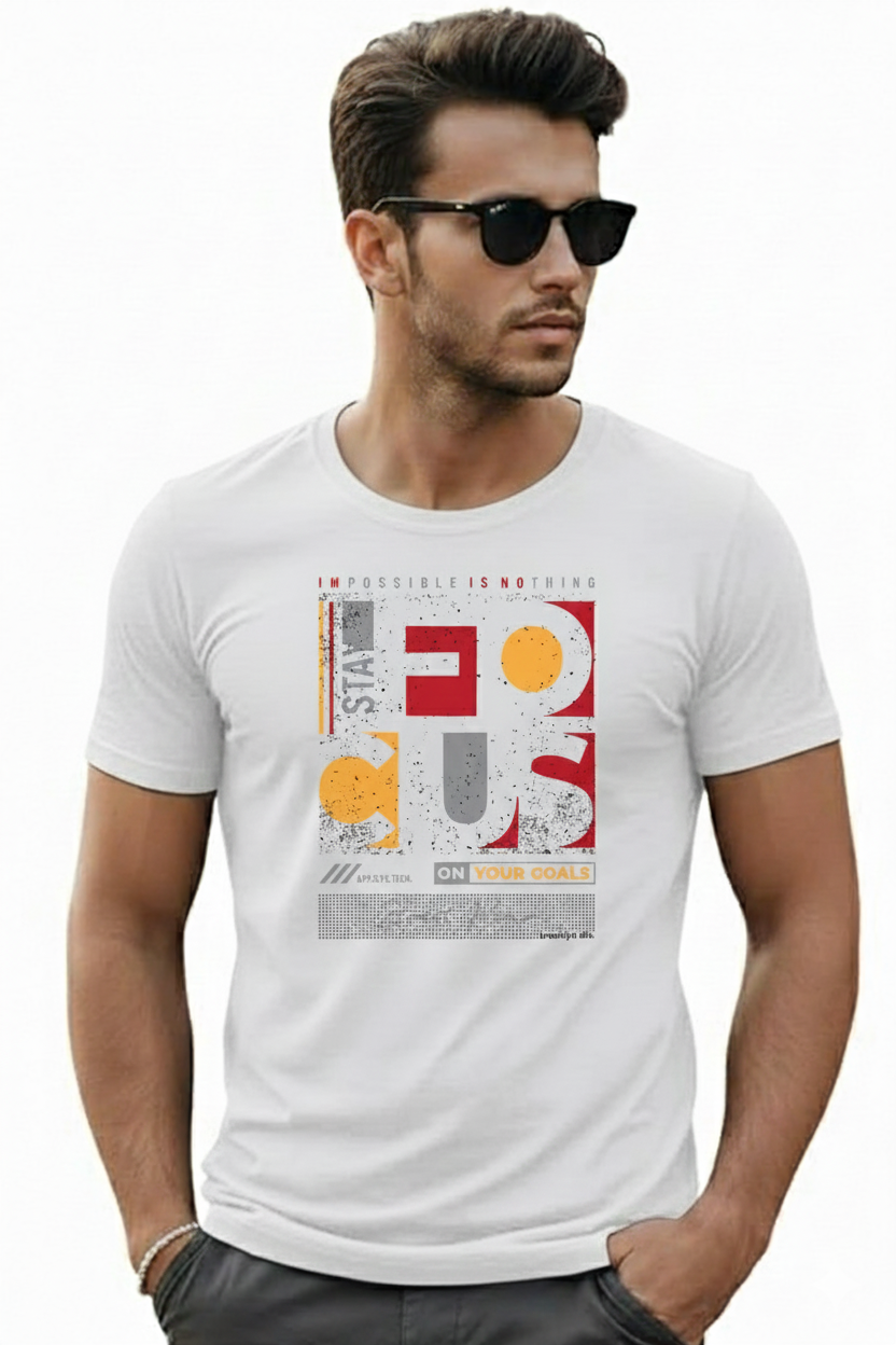 Stay Focus On Your Goal Regular Fit Printed T-shirt