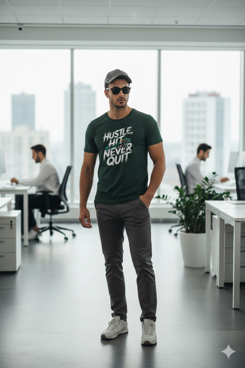 Hustle Hit Never Quite Regular Fit Printed T-shirt