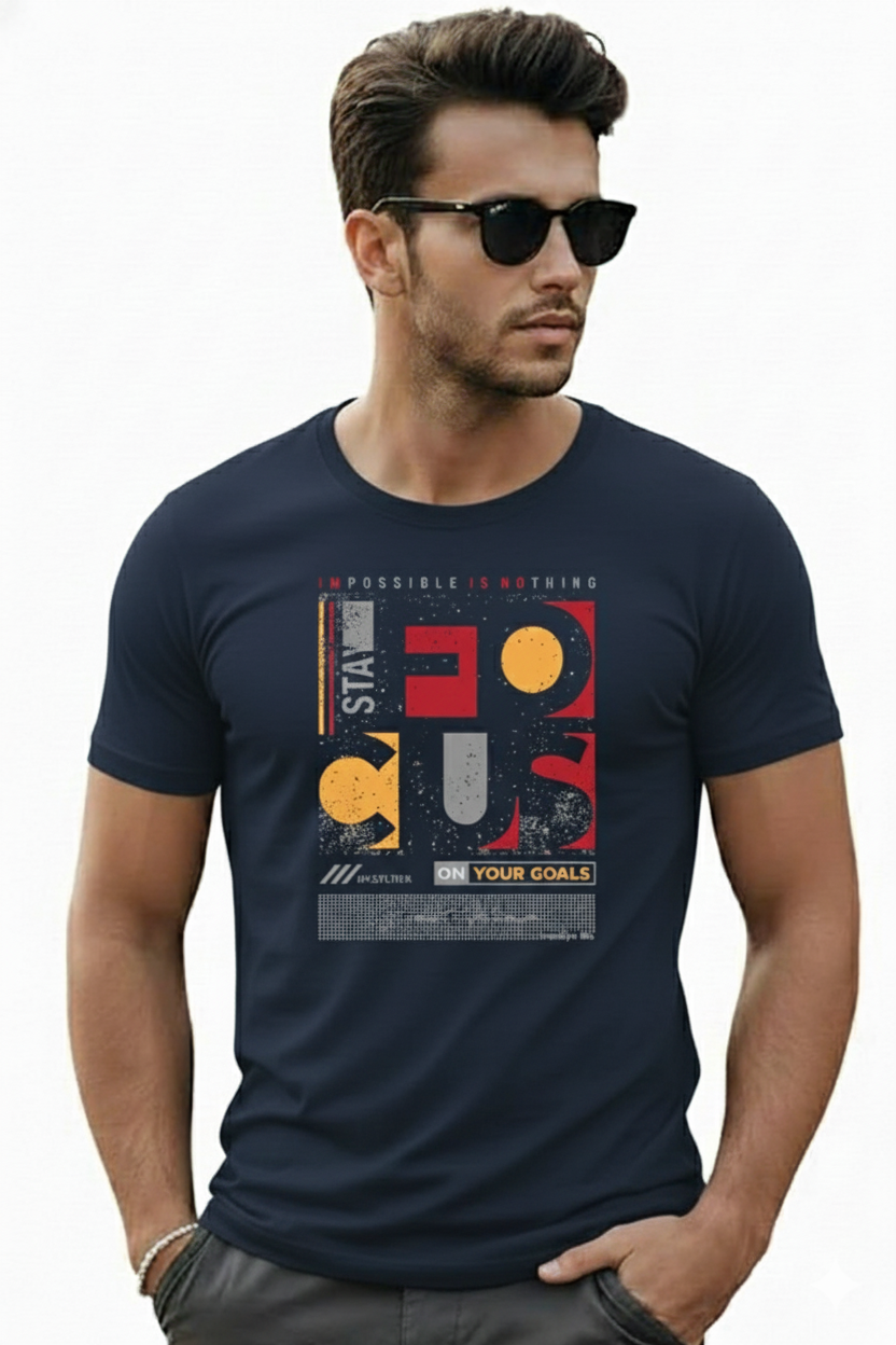 Stay Focus On Your Goal Regular Fit Printed T-shirt