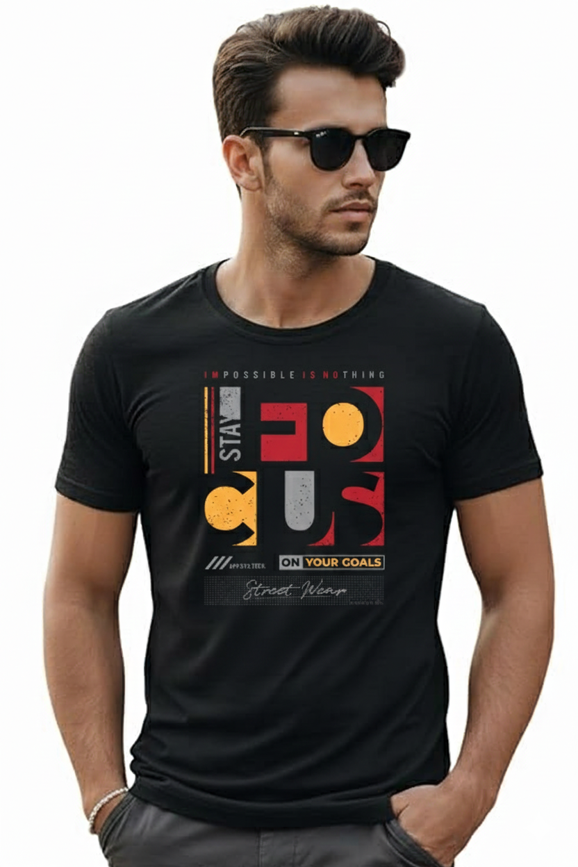 Stay Focus On Your Goal Regular Fit Printed T-shirt