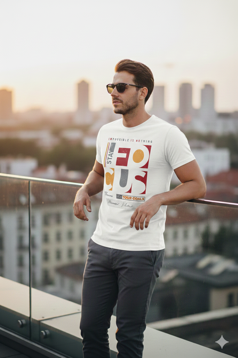Stay Focus On Your Goal Regular Fit Printed T-shirt